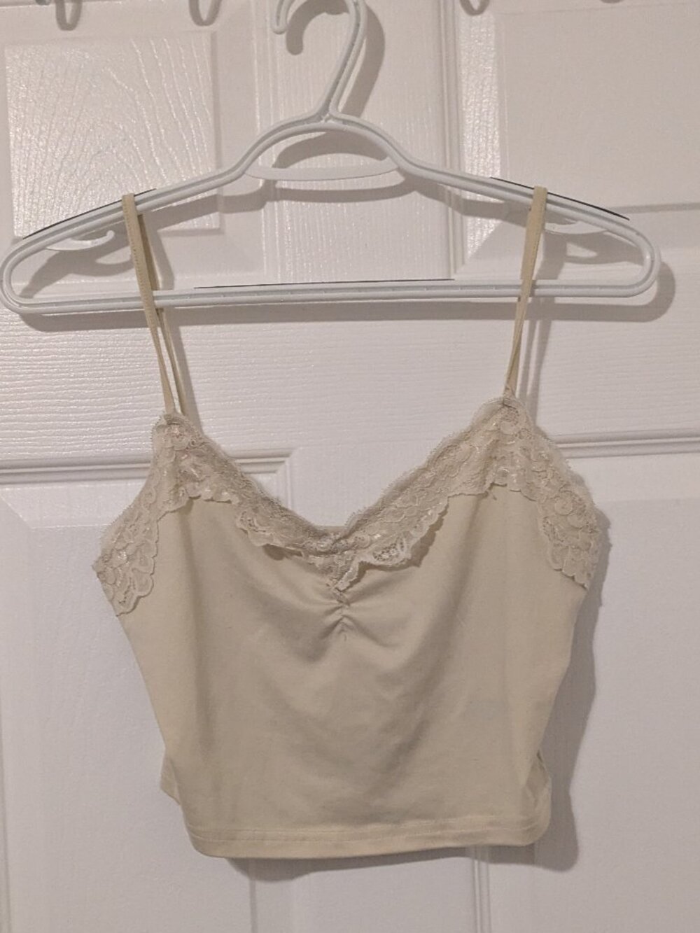 Shein yellow lace trim crop cami top size small